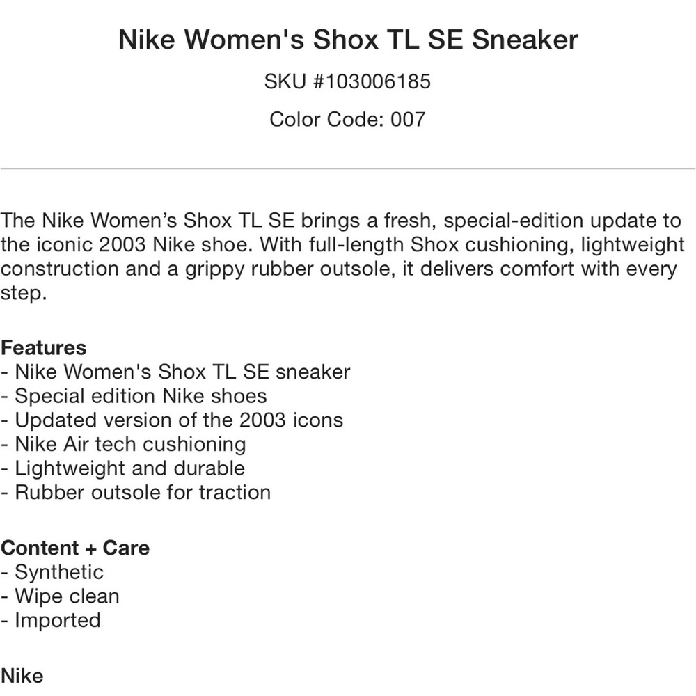 Nike Shox TL White Trainers - Picture 8 of 8